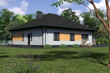 Projekt domu Planujdom 091 ver2 - parterowy dom o powierzchni 130,83 m², dach kopertowy - ujęcie 3