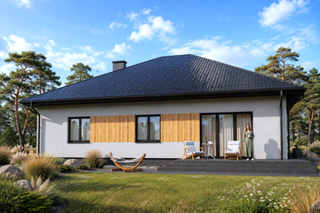 Projekt domu Planujdom 091 ver2 - parterowy dom o powierzchni 130,83 m², dach kopertowy - ujęcie 4