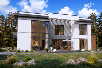 Projekt domu Planujdom 099 - z pełnym piętrem dom o powierzchni 303,23 m², dach płaski - ujęcie 3