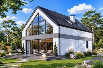 Projekt domu Planujdom 100 - parterowy z poddaszem dom o powierzchni 90,68 m², dach dwuspadowy - ujęcie 2