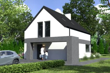 Projekt domu Planujdom 100 - parterowy z poddaszem dom o powierzchni 90,68 m², dach dwuspadowy - ujęcie 2