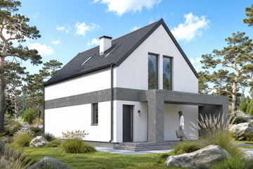 Projekt domu Planujdom 100 - parterowy z poddaszem dom o powierzchni 90,68 m², dach dwuspadowy - ujęcie 3