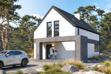 Projekt domu Planujdom 100 - parterowy z poddaszem dom o powierzchni 90,68 m², dach dwuspadowy - ujęcie 5