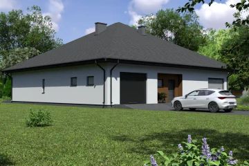 Projekt domu Planujdom 102 - parterowy dom o powierzchni 183,03 m², dach kopertowy, koszt budowy 500 000 zł - ujęcie frontu