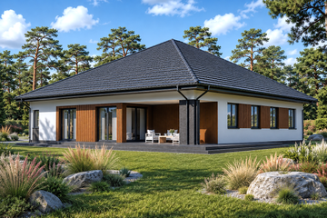 Projekt domu Planujdom 102 - parterowy dom o powierzchni 183,03 m², dach kopertowy - ujęcie 2