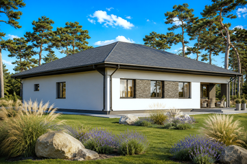 Projekt domu Planujdom 105 - parterowy dom o powierzchni 134,27 m², dach kopertowy - ujęcie 4