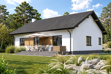 Projekt domu Planujdom 106 - parterowy dom o powierzchni 110,85 m², dach dwuspadowy - ujęcie 2