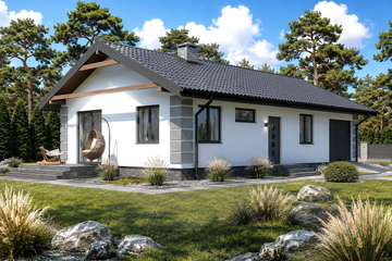 Projekt domu Planujdom 108 - parterowy dom o powierzchni 73,26 m², dach dwuspadowy - ujęcie 2
