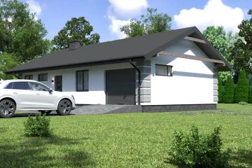 Projekt domu Planujdom 108 - parterowy dom o powierzchni 73,26 m², dach dwuspadowy - ujęcie 2