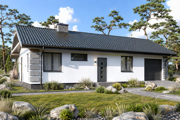 Projekt domu Planujdom 108 - parterowy dom o powierzchni 73,26 m², dach dwuspadowy - ujęcie 3
