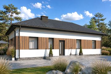 Projekt domu Planujdom 110 - parterowy dom o powierzchni 94,90 m², dach kopertowy - ujęcie 2
