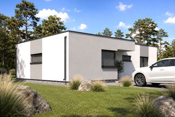 Projekt domu Planujdom 112 - parterowy dom o powierzchni 121,44 m², dach płaski - ujęcie 2