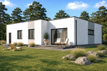 Projekt domu Planujdom 112 - parterowy dom o powierzchni 121,44 m², dach płaski - ujęcie 3