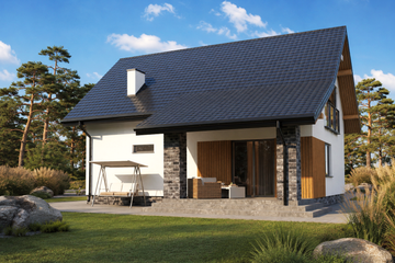 Projekt domu Planujdom 117 ver2 - parterowy z poddaszem dom o powierzchni 113,44 m², dach dwuspadowy - ujęcie 3