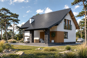 Projekt domu Planujdom 117 ver2 - parterowy z poddaszem dom o powierzchni 113,44 m², dach dwuspadowy - ujęcie 4