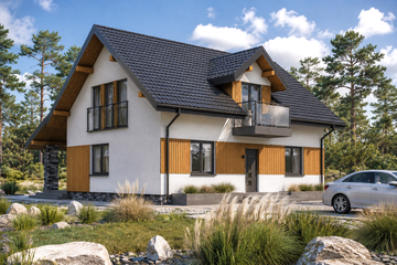 Projekt domu Planujdom 117 ver2 - parterowy z poddaszem dom o powierzchni 113,44 m², dach dwuspadowy - ujęcie 5