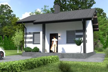 Projekt domu letniskowego Planujdom 119 - parterowy dom o powierzchni 28,01 m², dach dwuspadowy, koszt budowy 67 224 zł - ujęcie frontu