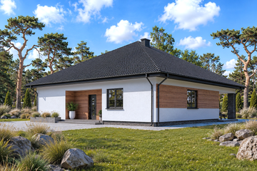 Projekt domu Planujdom 123 - parterowy dom o powierzchni 175,65 m², dach kopertowy - ujęcie 2