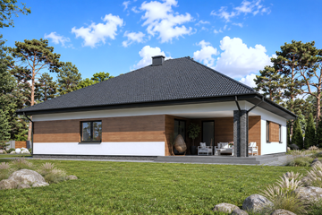 Projekt domu Planujdom 123 - parterowy dom o powierzchni 175,65 m², dach kopertowy - ujęcie 3