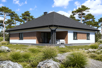 Projekt domu Planujdom 123 - parterowy dom o powierzchni 175,65 m², dach kopertowy - ujęcie 4