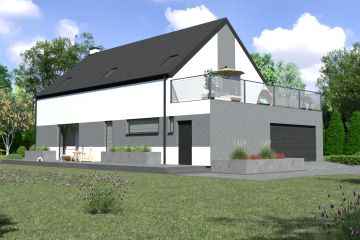 Projekt domu Planujdom 124 - parterowy z poddaszem dom o powierzchni 173,12 m², dach dwuspadowy, koszt budowy 429 000 zł - ujęcie frontu