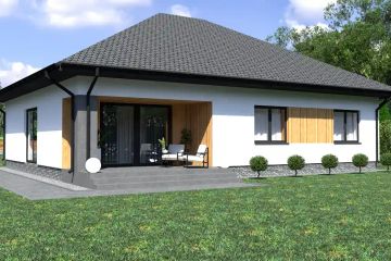 Projekt domu Planujdom 128 - parterowy dom o powierzchni 125,02 m², dach kopertowy - ujęcie 2