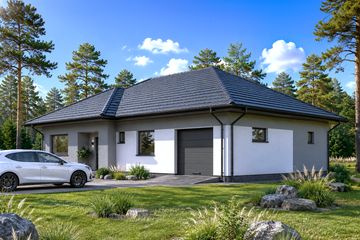 Projekt domu Planujdom 133 - parterowy dom o powierzchni 106,93 m², dach kopertowy - ujęcie 2