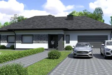 Projekt domu Planujdom 134 - parterowy dom o powierzchni 125,69 m², dach kopertowy, koszt budowy 360 000 zł - ujęcie frontu