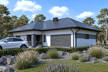 Projekt domu Planujdom 134 - parterowy dom o powierzchni 125,69 m², dach kopertowy - ujęcie 2