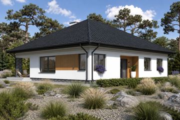 Projekt domu Planujdom 135 - parterowy dom o powierzchni 132,21 m², dach kopertowy - ujęcie 2