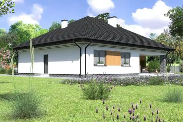 Projekt domu Planujdom 135 - parterowy dom o powierzchni 132,21 m², dach kopertowy - ujęcie 2
