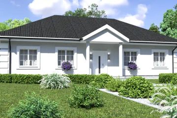 Projekt domu Planujdom 136 - parterowy dom o powierzchni 132,06 m², dach kopertowy, koszt budowy 350 000 zł - ujęcie frontu