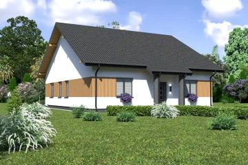 Projekt domu Planujdom 137 - parterowy dom o powierzchni 133,57 m², dach dwuspadowy, koszt budowy 351 000 zł - ujęcie frontu