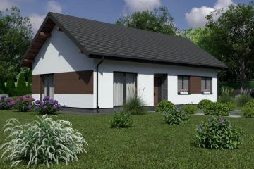 Projekt domu Planujdom 140 - parterowy dom o powierzchni 131,12 m², dach wielospadowy, koszt budowy 364 000 zł - ujęcie frontu
