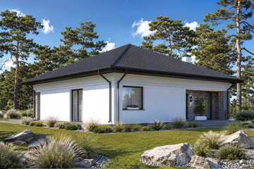 Projekt domu Planujdom 141 - parterowy dom o powierzchni 104,66 m², dach namiotowy - ujęcie 3
