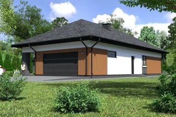 Projekt domu Planujdom 145 - parterowy dom o powierzchni 114,10 m², dach kopertowy - ujęcie 2