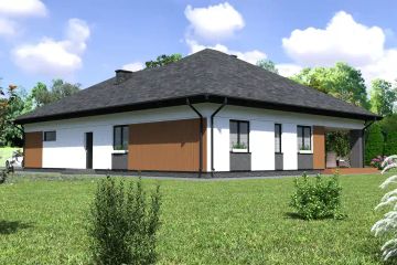 Projekt domu Planujdom 145 - parterowy dom o powierzchni 114,10 m², dach kopertowy - ujęcie 3