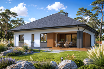 Projekt domu Planujdom 145 - parterowy dom o powierzchni 114,10 m², dach kopertowy - ujęcie 4