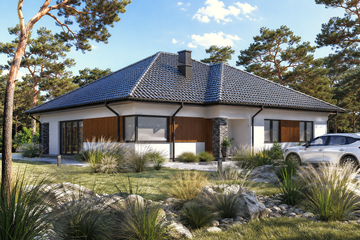 Projekt domu Planujdom 146 - parterowy dom o powierzchni 174,89 m², dach kopertowy - ujęcie 2