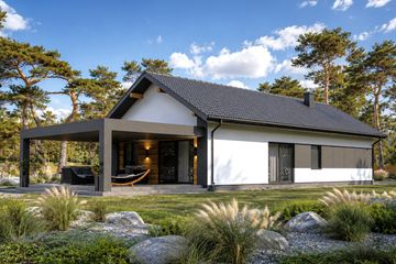 Projekt domu Planujdom 150 - parterowy dom o powierzchni 106,55 m², dach dwuspadowy - ujęcie 2
