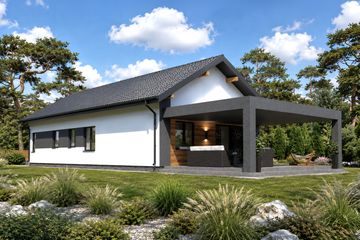 Projekt domu Planujdom 150 - parterowy dom o powierzchni 106,55 m², dach dwuspadowy - ujęcie 4