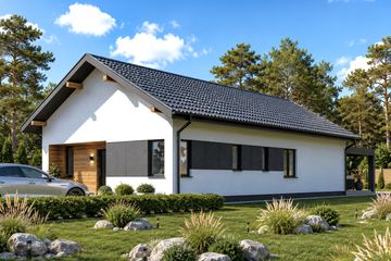 Projekt domu Planujdom 150 - parterowy dom o powierzchni 106,55 m², dach dwuspadowy - ujęcie 5