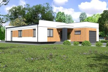 Projekt domu Planujdom 152 - parterowy dom o powierzchni 101,87 m², dach płaski, koszt budowy 287 000 zł - ujęcie frontu