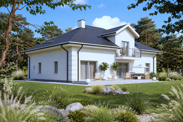 Projekt domu Planujdom 158 - parterowy z poddaszem dom o powierzchni 235,02 m², dach kopertowy - ujęcie 2