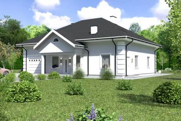 Projekt domu Planujdom 158 - parterowy z poddaszem dom o powierzchni 235,02 m², dach kopertowy - ujęcie 2
