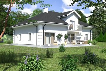 Projekt domu Planujdom 158 - parterowy z poddaszem dom o powierzchni 235,02 m², dach kopertowy - ujęcie 3