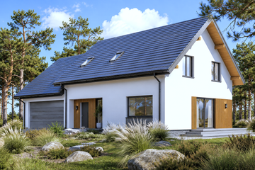 Projekt domu Planujdom 159 - parterowy z poddaszem dom o powierzchni 132,46 m², dach dwuspadowy - ujęcie 3