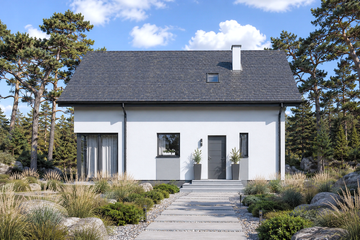 Projekt domu Planujdom 167 - parterowy z poddaszem dom o powierzchni 121,66 m², dach dwuspadowy - ujęcie 2