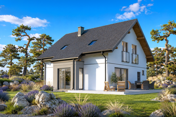 Projekt domu Planujdom 170 - parterowy z poddaszem dom o powierzchni 112,54 m², dach dwuspadowy - ujęcie 3