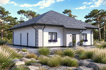 Projekt domu Planujdom 178 - parterowy dom o powierzchni 122,09 m², dach kopertowy - ujęcie 2